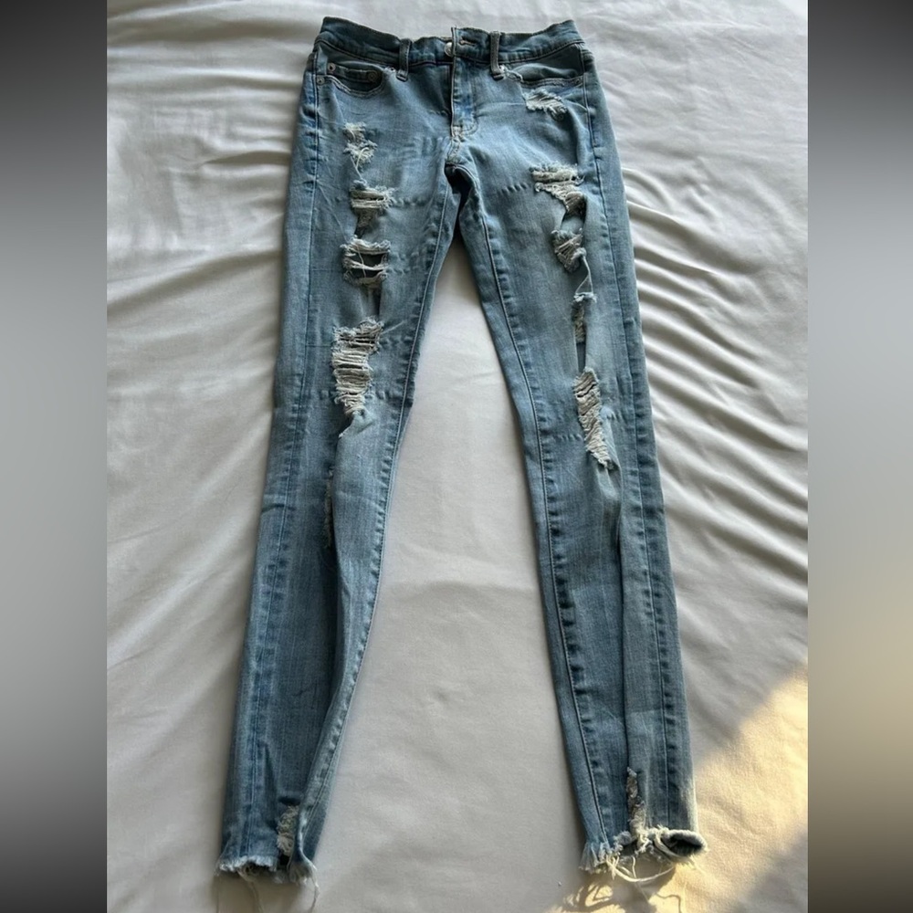 Aeropostale Light Blue Distressed Skinny Jeans
